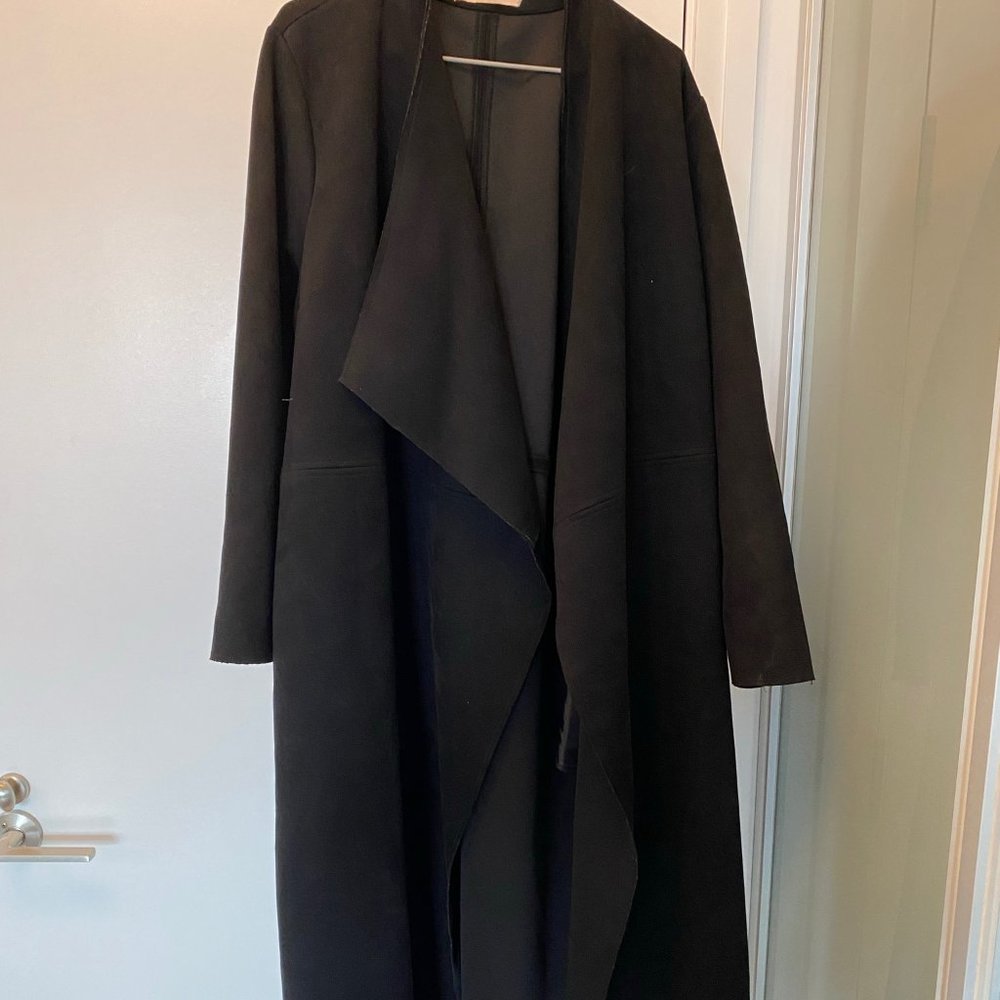 Black Faux Suede wrap coat